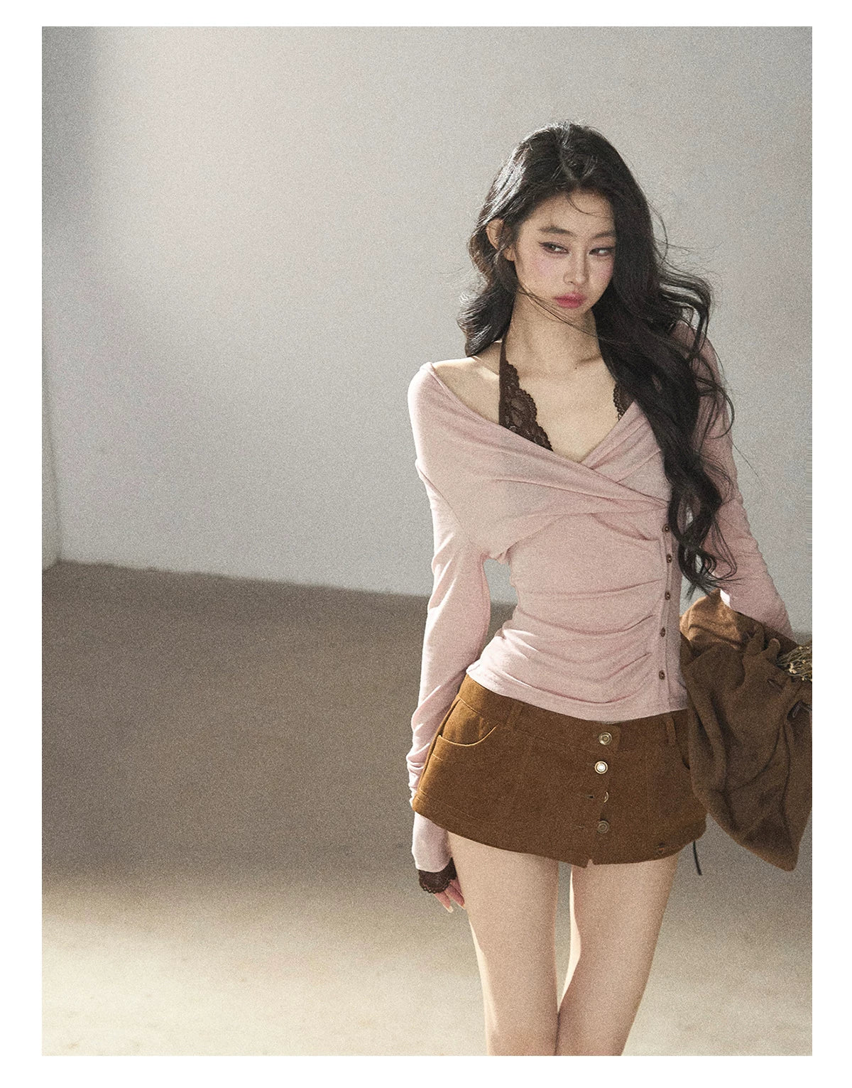 AOMALM - "Among the Oak Trees" Toasted Pecan Faux Suede Skort