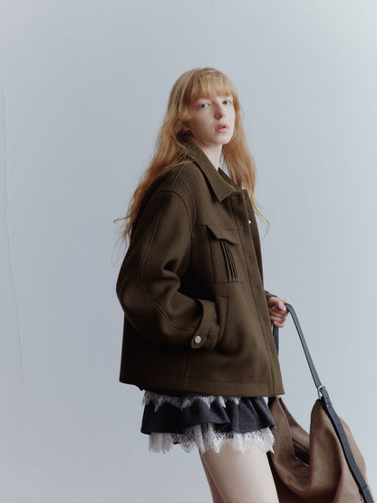 FUSSED Rebel Heiress Wool Blend Jacket – Chocolate Brown FOF-25AW192b
