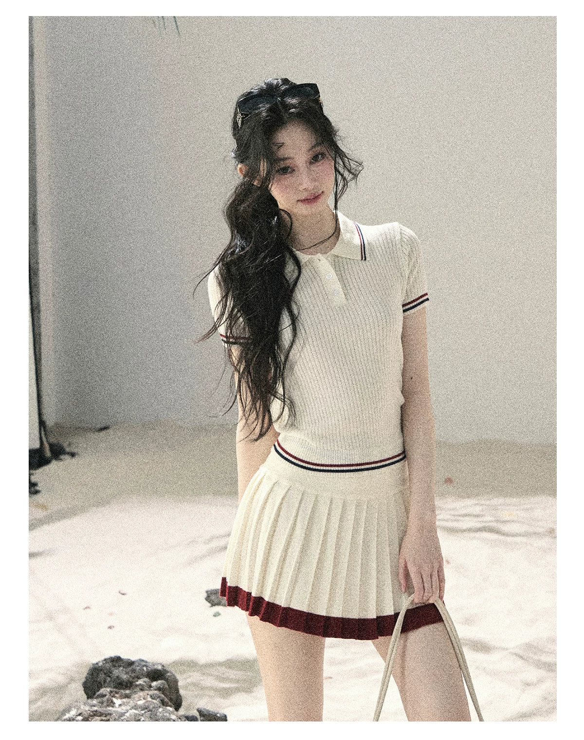 "The Softest Touch" Dutch Cream Collegiate Knit Top & Mini Skirt Set