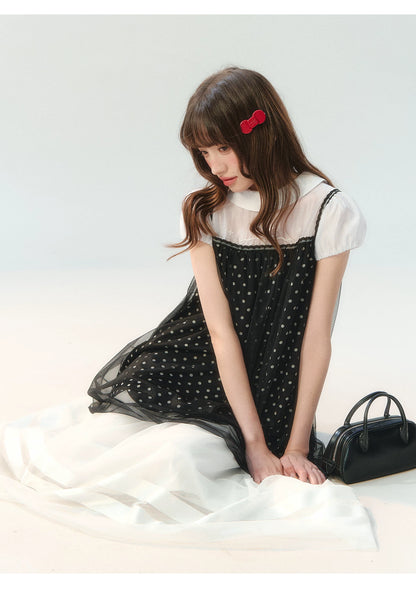 "Black Tulle Reverie" Polka Dot Puff Skirt Set PP2026227