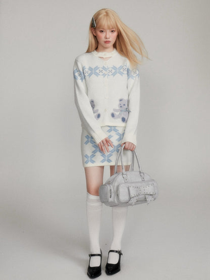 “Winter Teddy Girl” Sweet Alpaca Wool Knit Set M2401