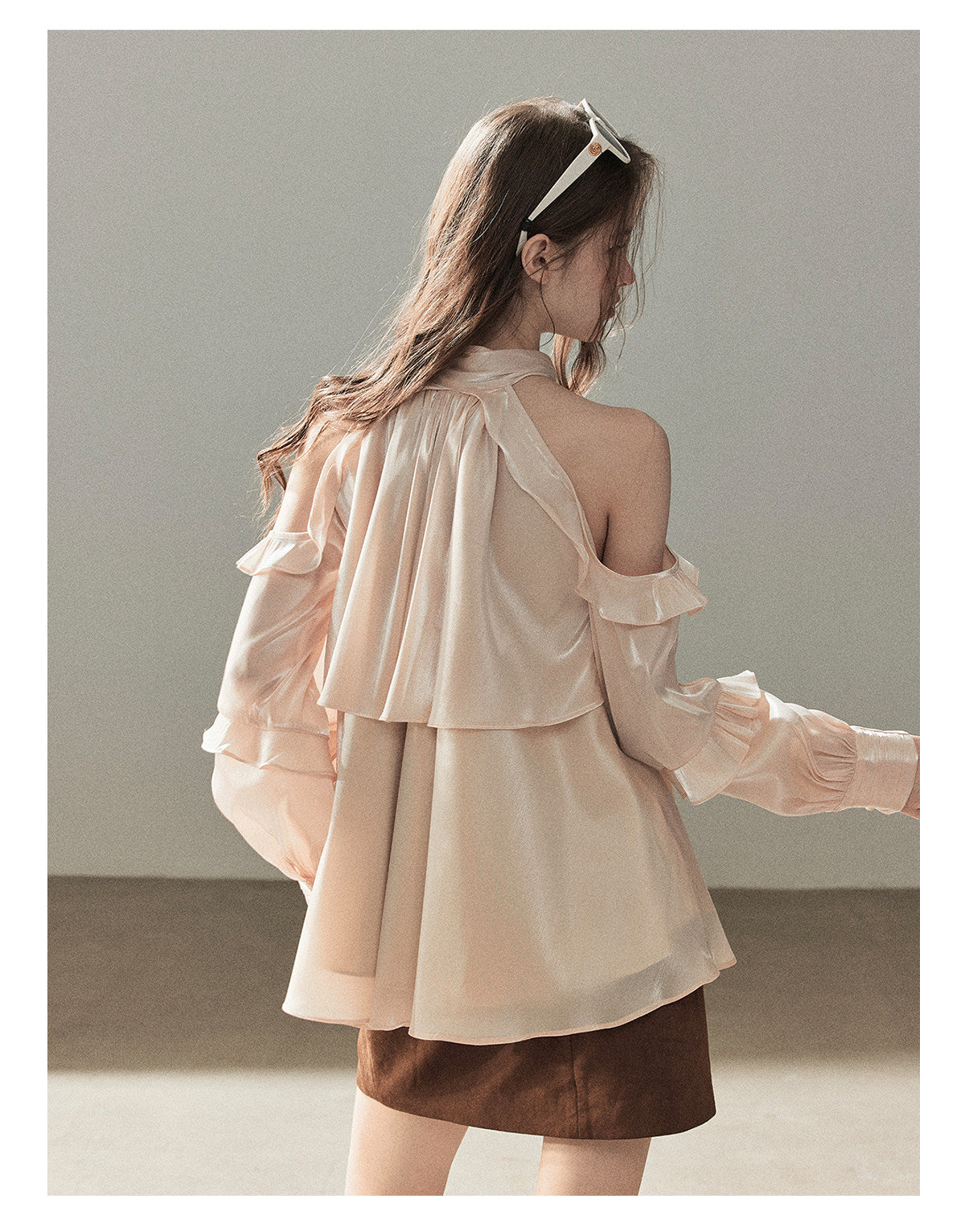 170726 "Pearlescent Glow" Pearl Pink Satin Halter Blouse