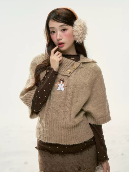BIBIBENCY - Brown Polka Dot Knit Top