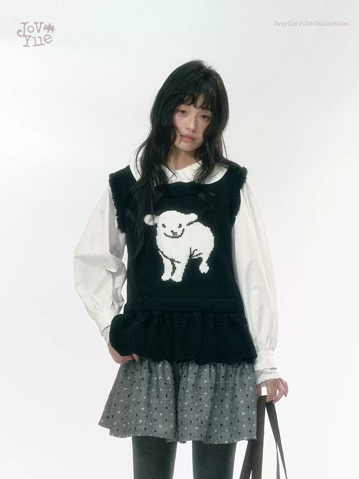 JOVYLLE - White Double-Layer Peter Pan Collar Statement Shirt