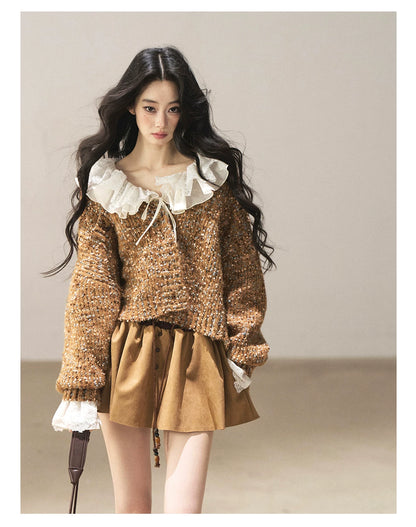 AOMALM - Toasted Pecan Marled Knit Cardigan