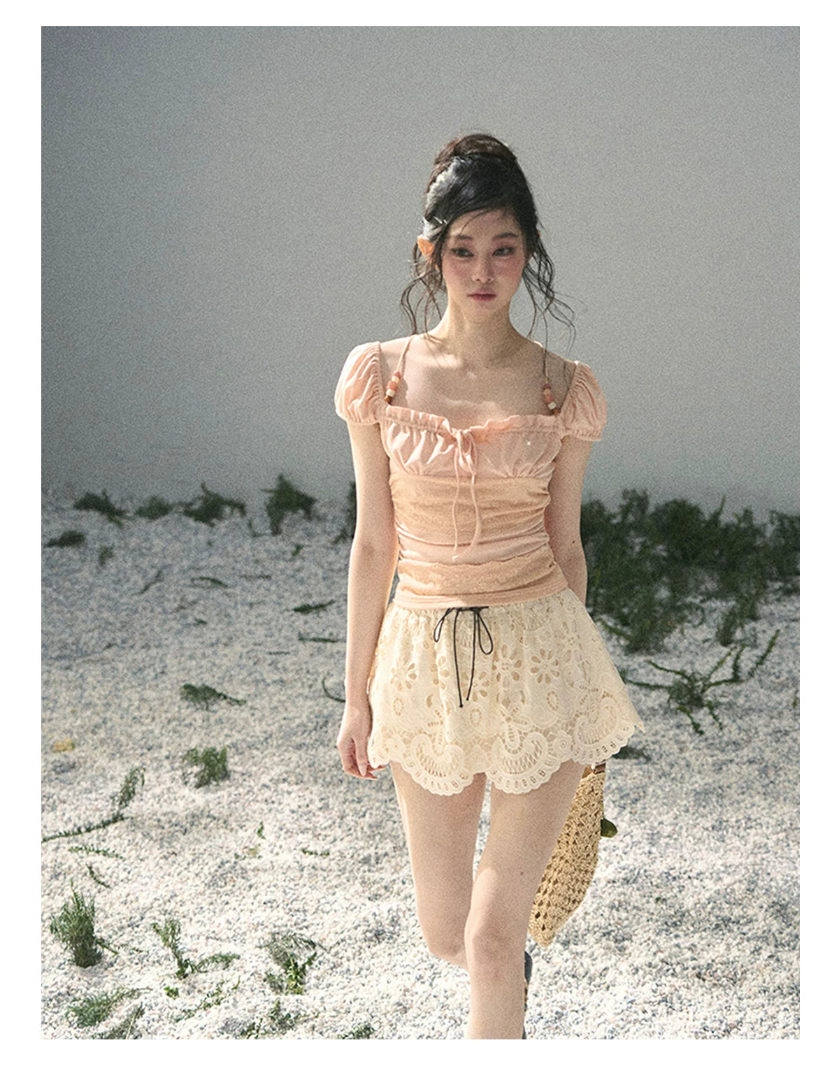 “Lost in Your Embrace” Dutch Cream Lace Puff Skort