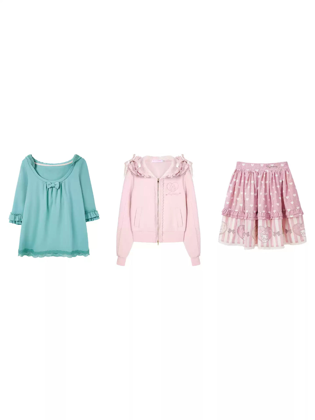 “Melody Garden” Mint Green My Melody Ruffle Hoodie Jacket Set
