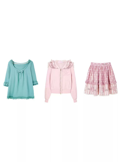 “Melody Garden” Mint Green My Melody Ruffle Hoodie Jacket Set