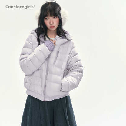 CAN - "Twilight Snow" Hooded 90% White Duck Down Puffer Jacket (Hibiscus Purple / Baby Pink / Water Blue)