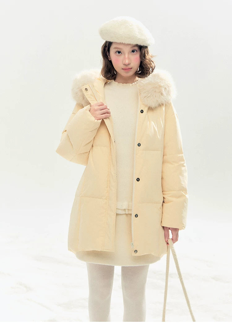 "Morning Mist" A-Line Wool-Blend Mini Skirt (Mist Gray/ Cream Beige)