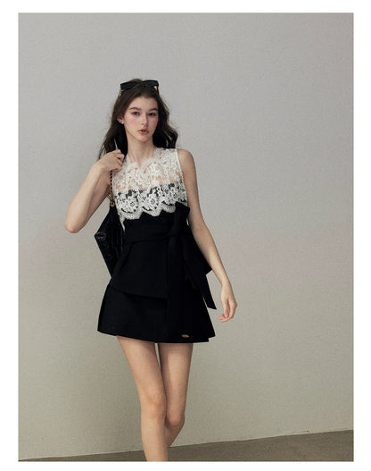 "The Quiet Strength" Black Iris Lace Sleeveless Crop Top