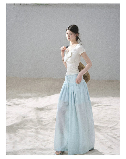"White Tea Under the Moonlight" White Lace V-Neck Top