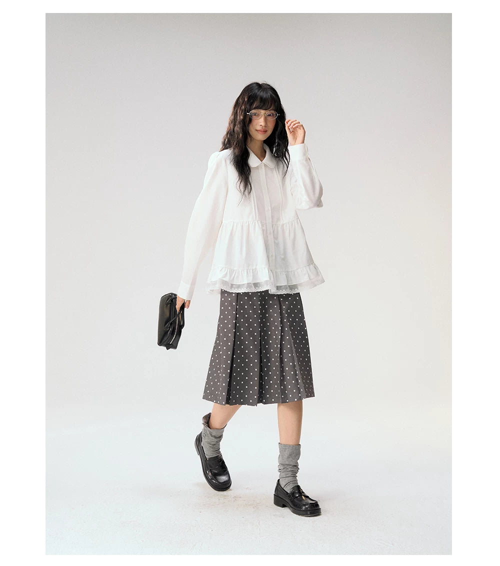 [CAN] "Misty Gardenia" White Lace Ruffle Doll Collar Blouse