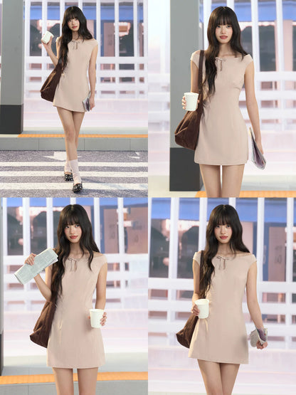 "Blush Departure" Pink Off-Shoulder A-Line Mini Dress