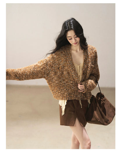 AOMALM - Toasted Pecan Marled Knit Cardigan