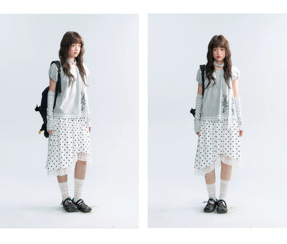 "Starlit Sketch" Heather Gray Graphic Knit T-Shirt