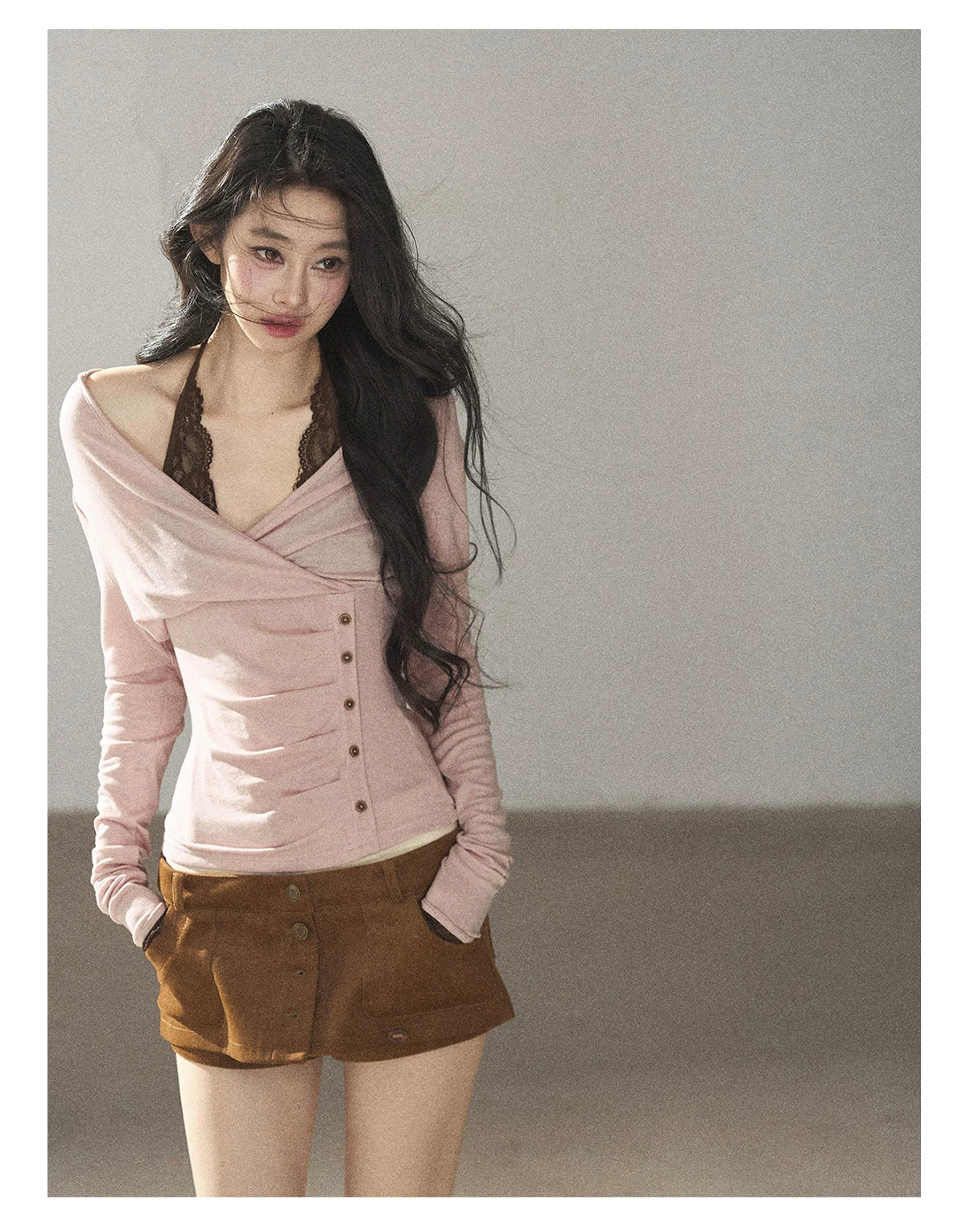 AOMALM - "Among the Oak Trees" Toasted Pecan Faux Suede Skort
