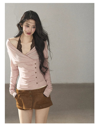 AOMALM - "Among the Oak Trees" Toasted Pecan Faux Suede Skort