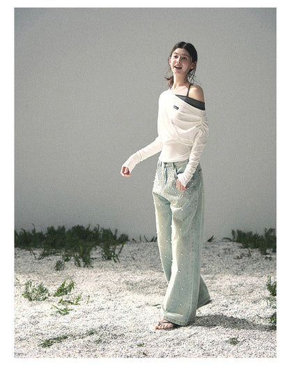 “Moonlit Monologue” Layered Off-Shoulder Halter Top