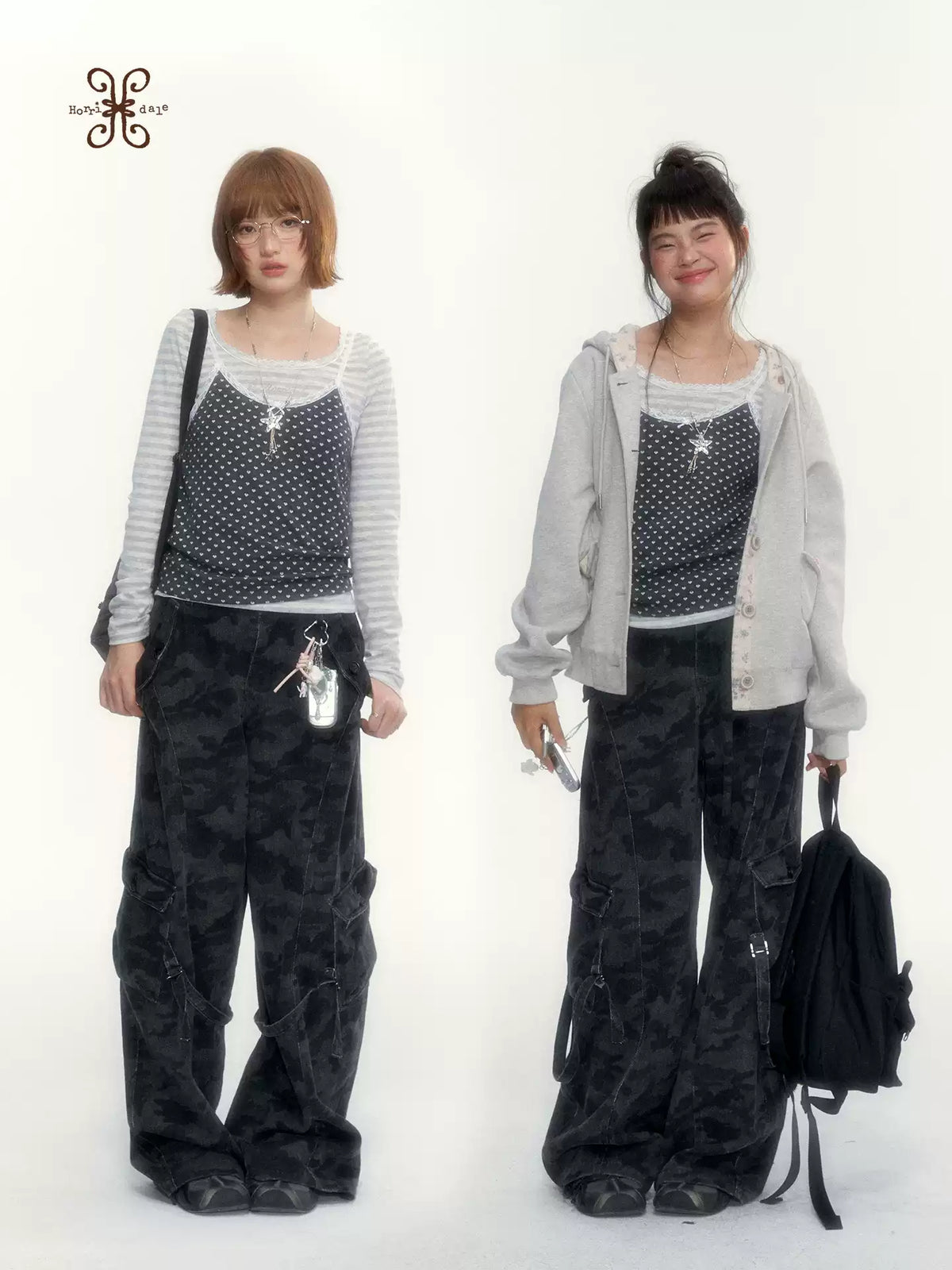 Camouflage Washed Wide-Leg Utility Pants