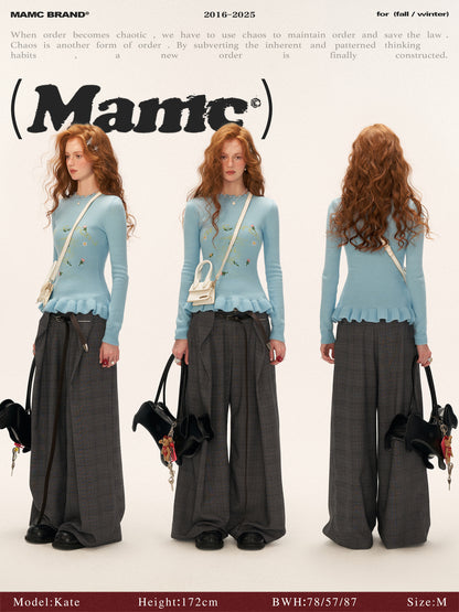 MAMC - Floral Embroidered Knit Sweater (Sky Blue)
