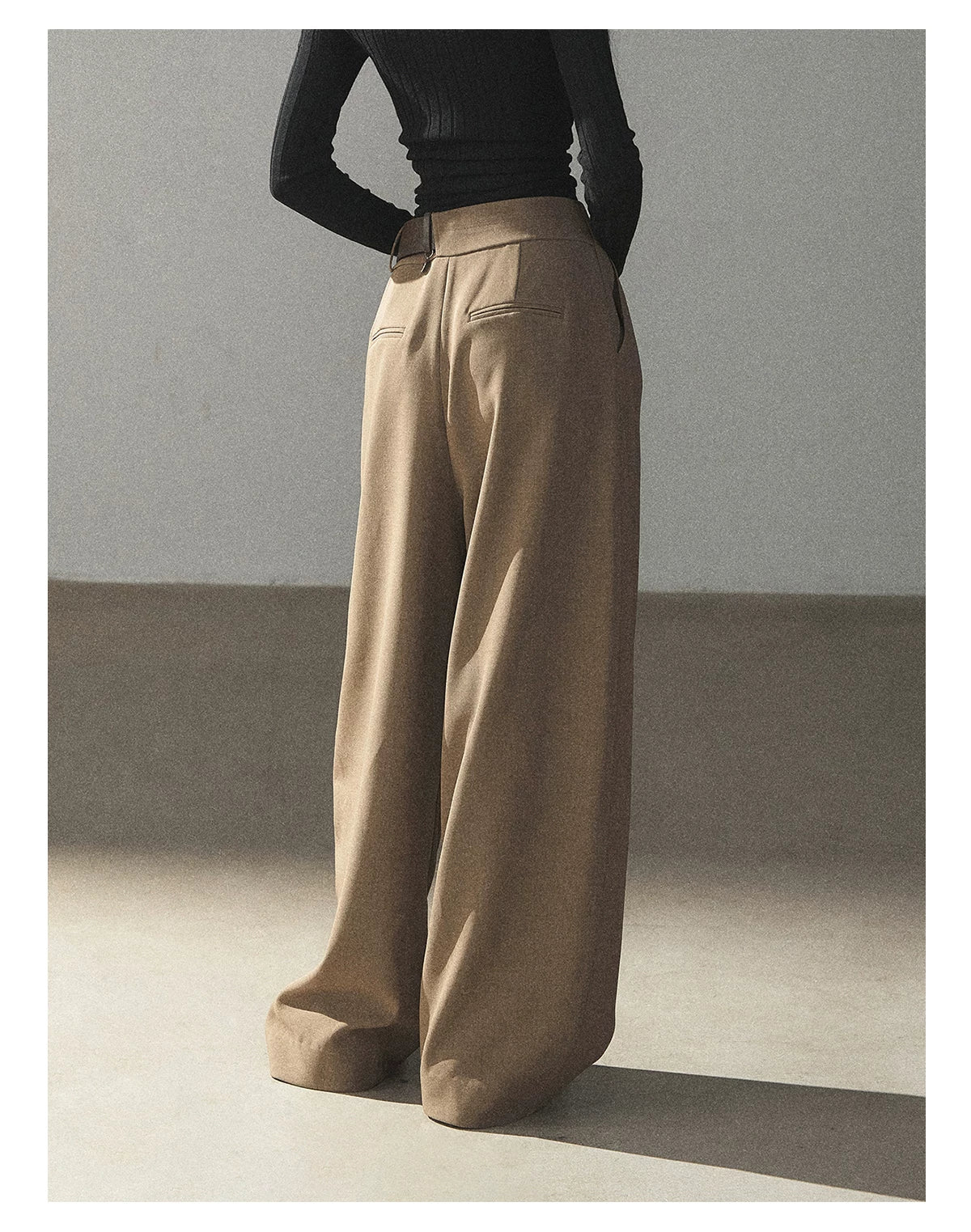 AOMALM - "A Touch of Autumn" Loose Relaxed Balloon Wide-Leg Pants With Belt (Dusty Taupe Brown / Quiet Black)