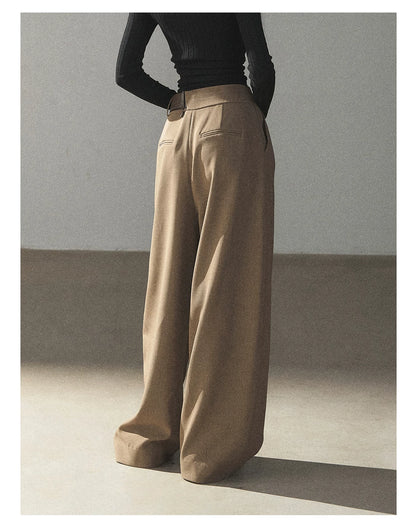 AOMALM - "A Touch of Autumn" Loose Relaxed Balloon Wide-Leg Pants With Belt (Dusty Taupe Brown / Quiet Black)