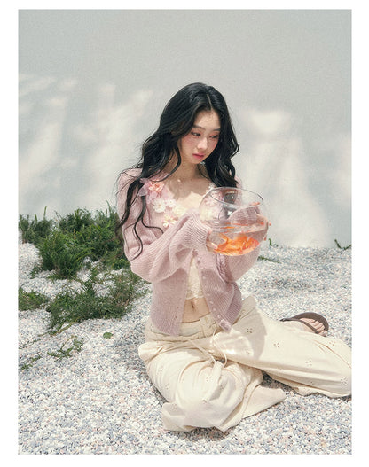 "Translucent Skin" Cream Apricot Lace Camisole Top 455335