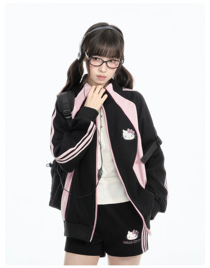 170726K "Pink Velocity" Black Athletic Collection (Track Jacket / Athletic Shorts / Bow Track Pants)