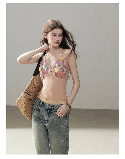 "Waiting for a Flower to Bloom" Lotus Pink Sheer Halter Crop Top