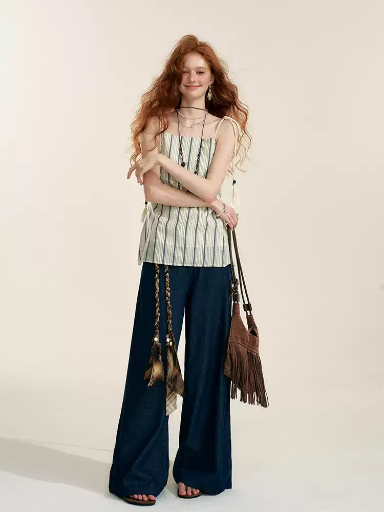 Longline Vertical Stripe Camisole Tank Top