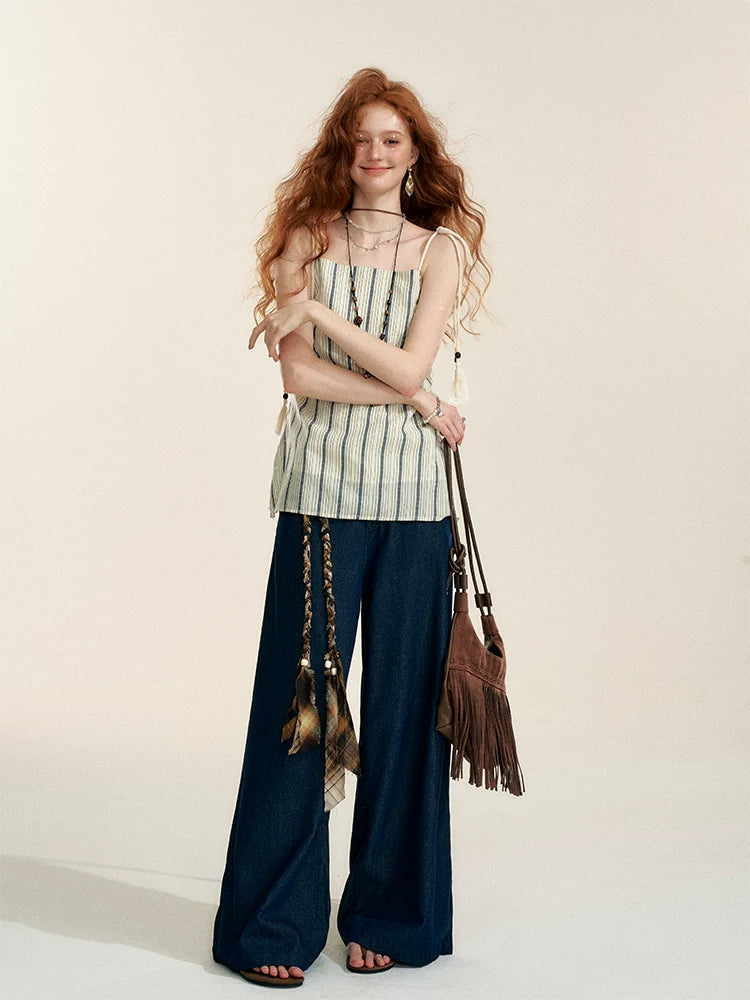 Longline Vertical Stripe Camisole Tank Top