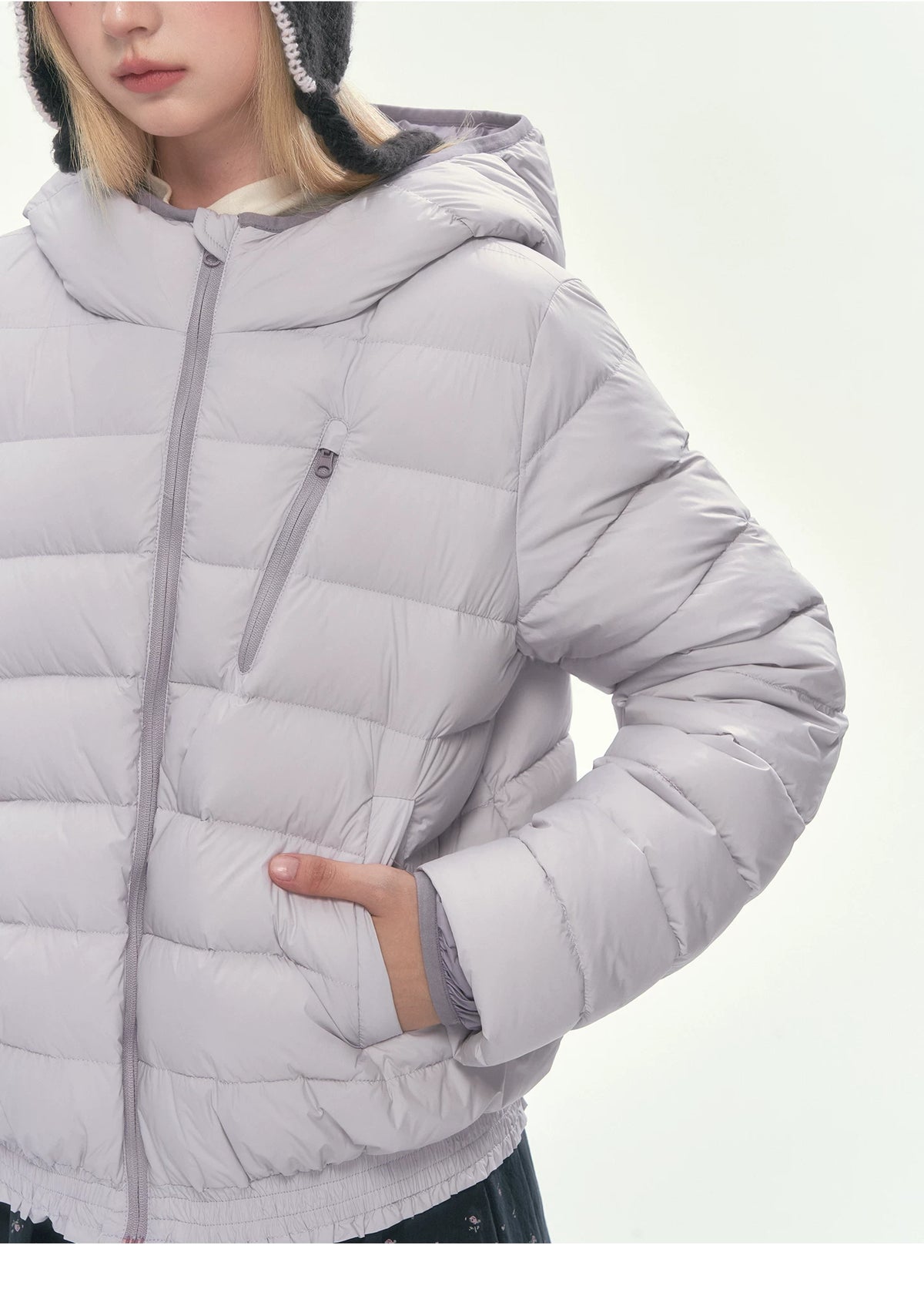 CAN - "Twilight Snow" Hooded 90% White Duck Down Puffer Jacket (Hibiscus Purple / Baby Pink / Water Blue)