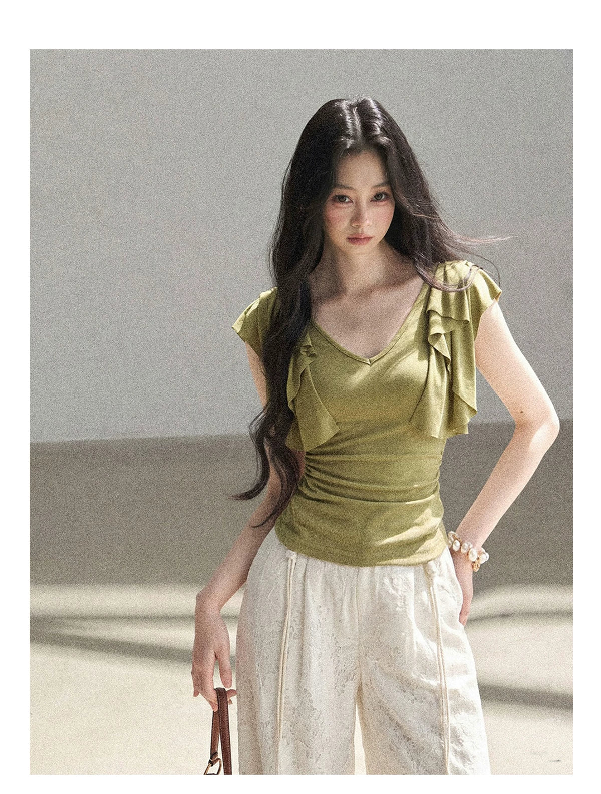 "A Love Letter to Sunlight" Dutch Cream Lace Wide-Leg Pants (With Matching Waist Rope)