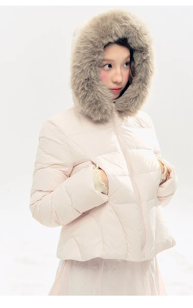 "Pink Bébé" Belle Pink Ballet Down Jacket & Quilted Bubble Mini Skirt Set