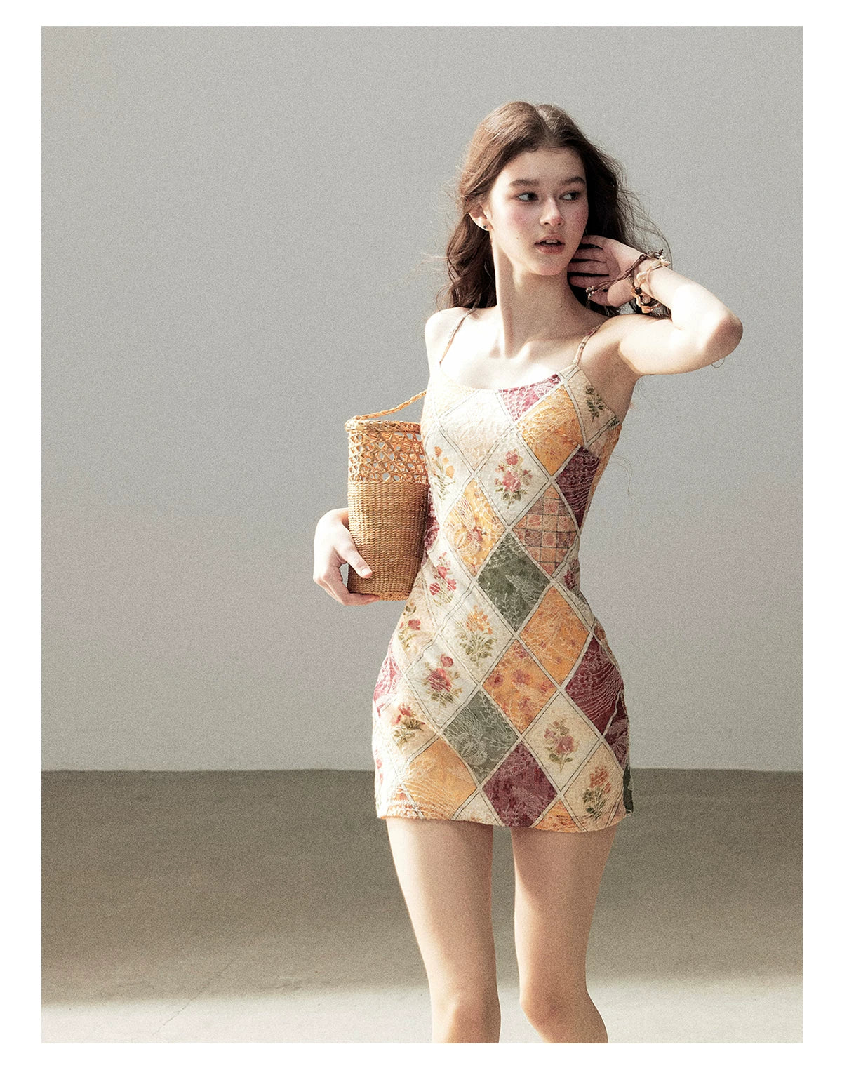 "In Her Lingering Gaze" Van Dyke Brown Floral Cami Bodycon Mini Dress