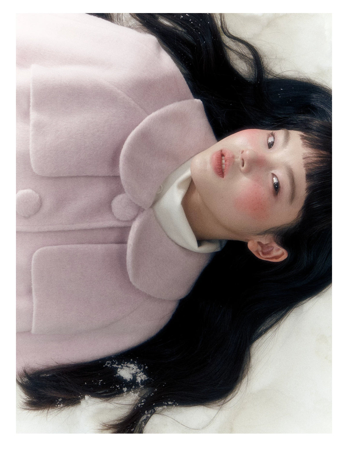 Short Cocoon Wool-Blend Coat (Taro Purple / Oatmeal Gray)