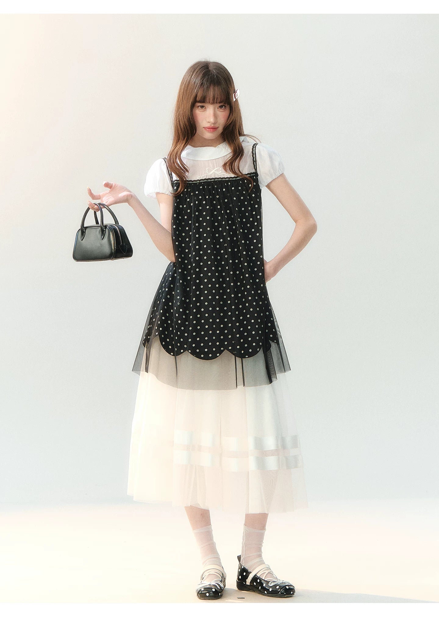 "Black Tulle Reverie" Polka Dot Puff Skirt Set PP2026227