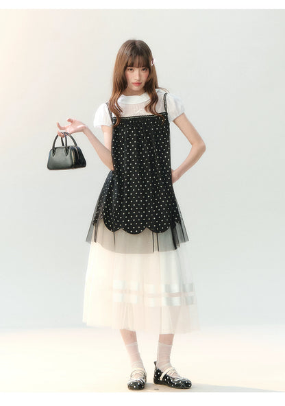 "Black Tulle Reverie" Polka Dot Puff Skirt Set PP2026227