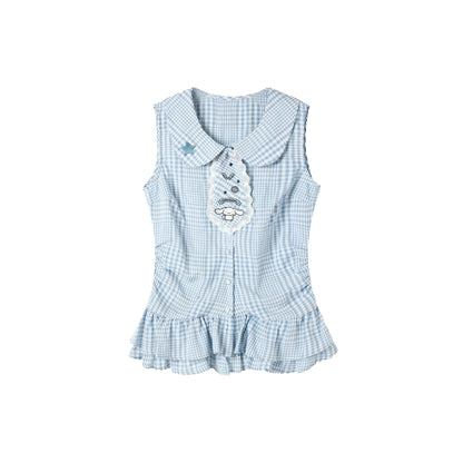 Two Ways to Wear! Cinnamoroll Cropped Cardigan / Round-Neck Blouse / Bubble Skort