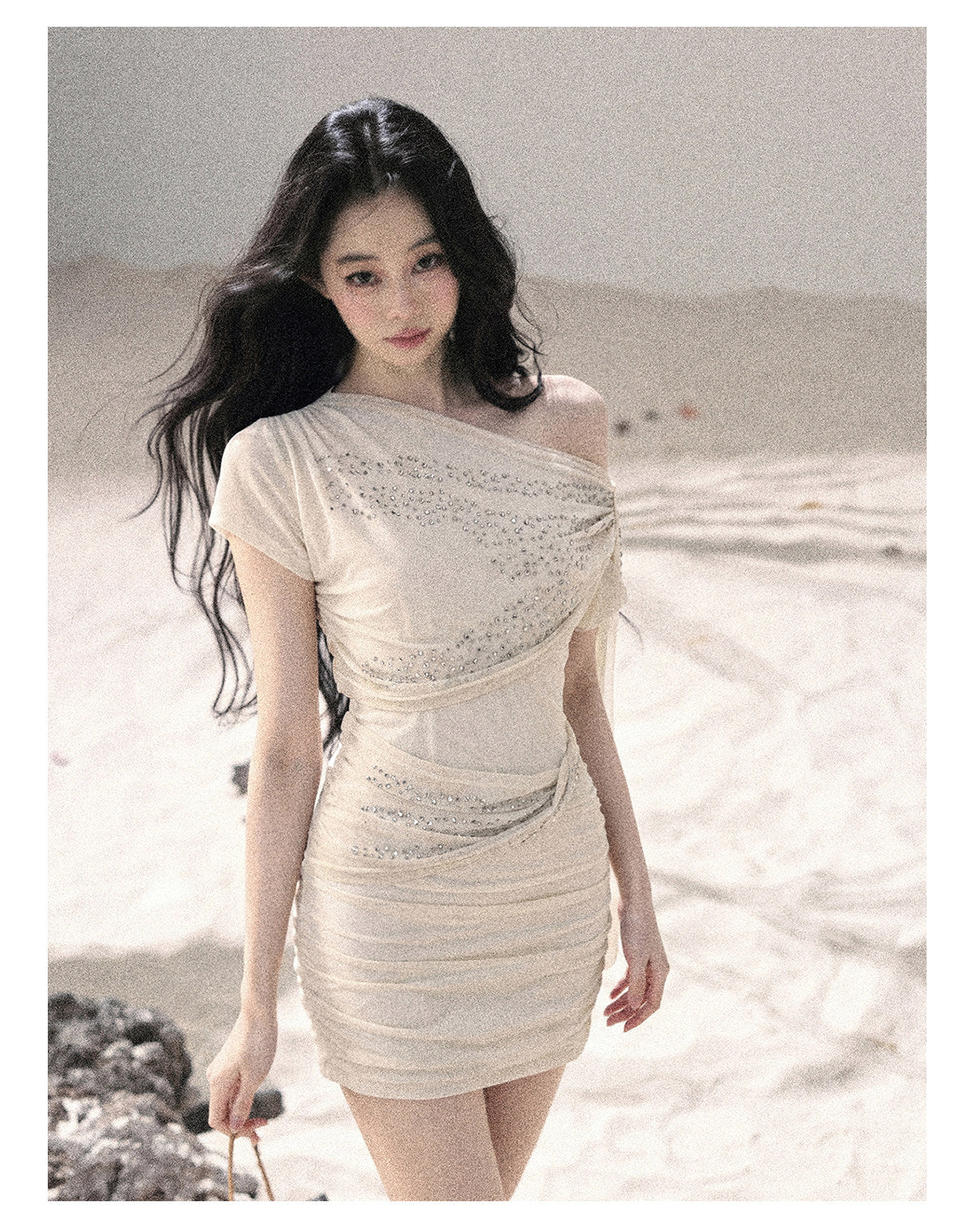 “Frosted Kiss” Milk Apricot Mini Dress