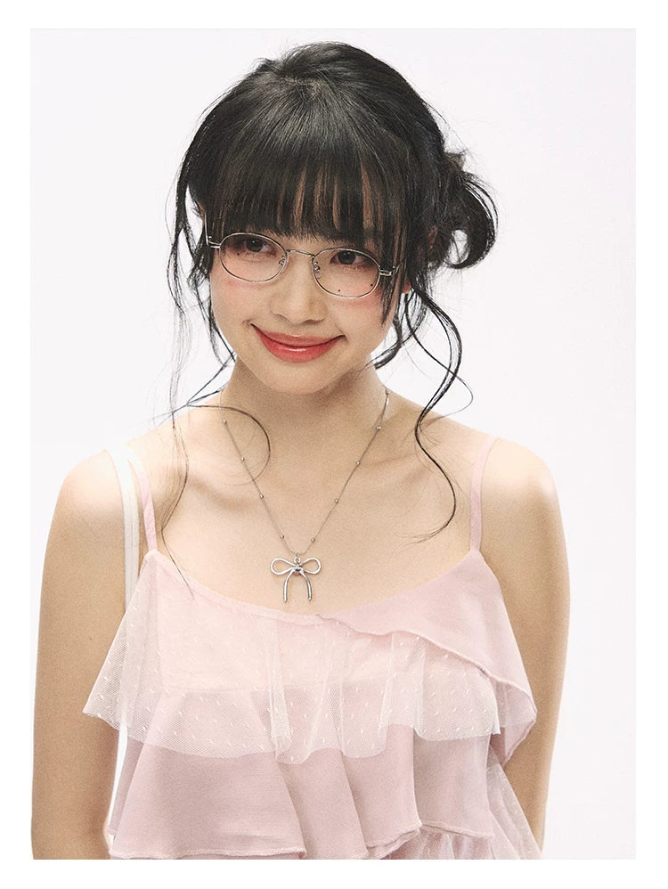 "Star Haven" Tiered Ruffle Cami Top (Cloud Blush Pink/ Moonlight Gray)