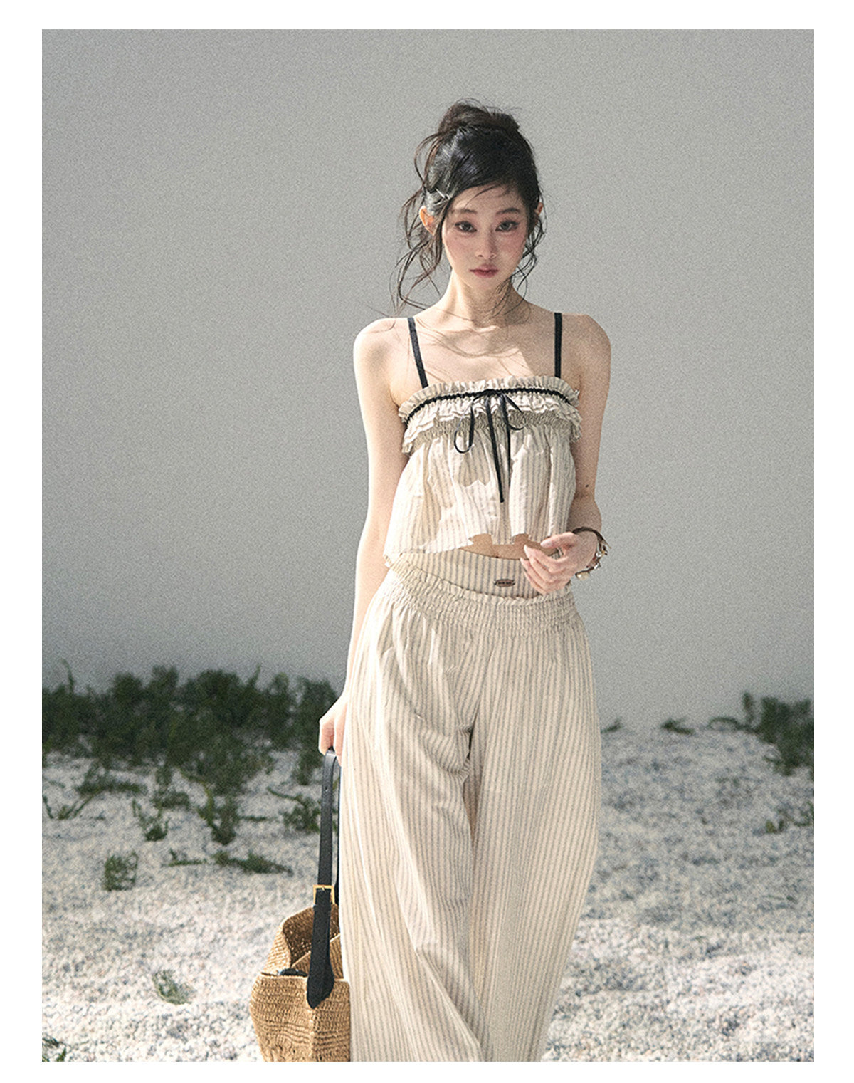 “Midsummer Woven Daydream” Dutch Cream Stripe Two-Piece Set