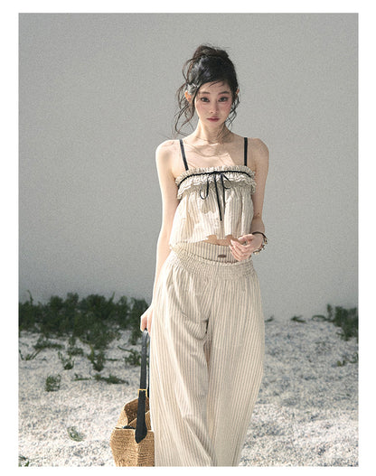 “Midsummer Woven Daydream” Dutch Cream Stripe Two-Piece Set