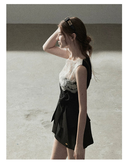 "The Quiet Strength" Black Iris Lace Sleeveless Crop Top