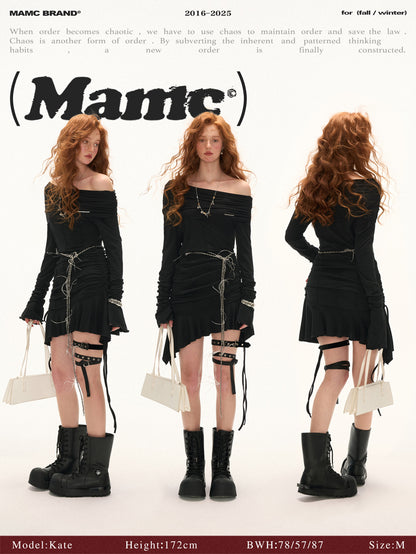 MAMC - Off-Shoulder Ruched Midi Dress