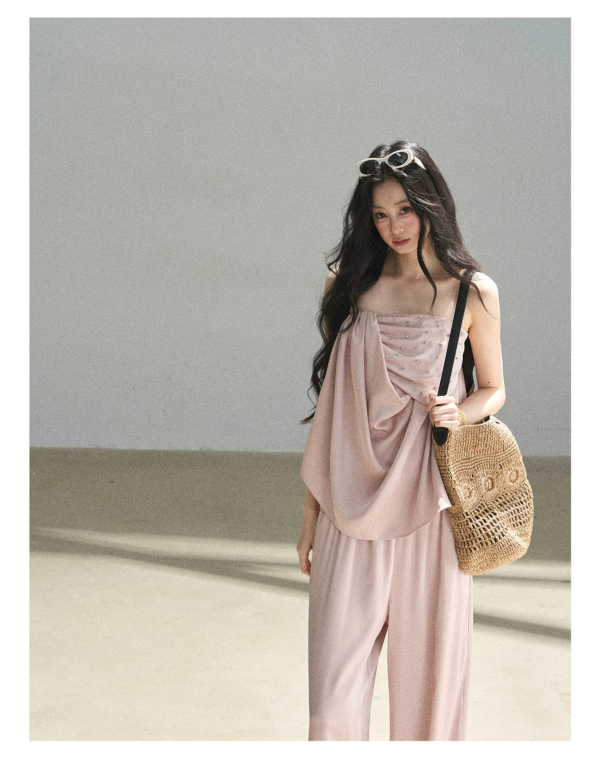 "Summer Rain at Dusk" Dusty Rose Satin Two-Piece Set