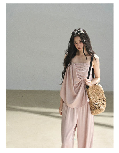 "Summer Rain at Dusk" Dusty Rose Satin Two-Piece Set