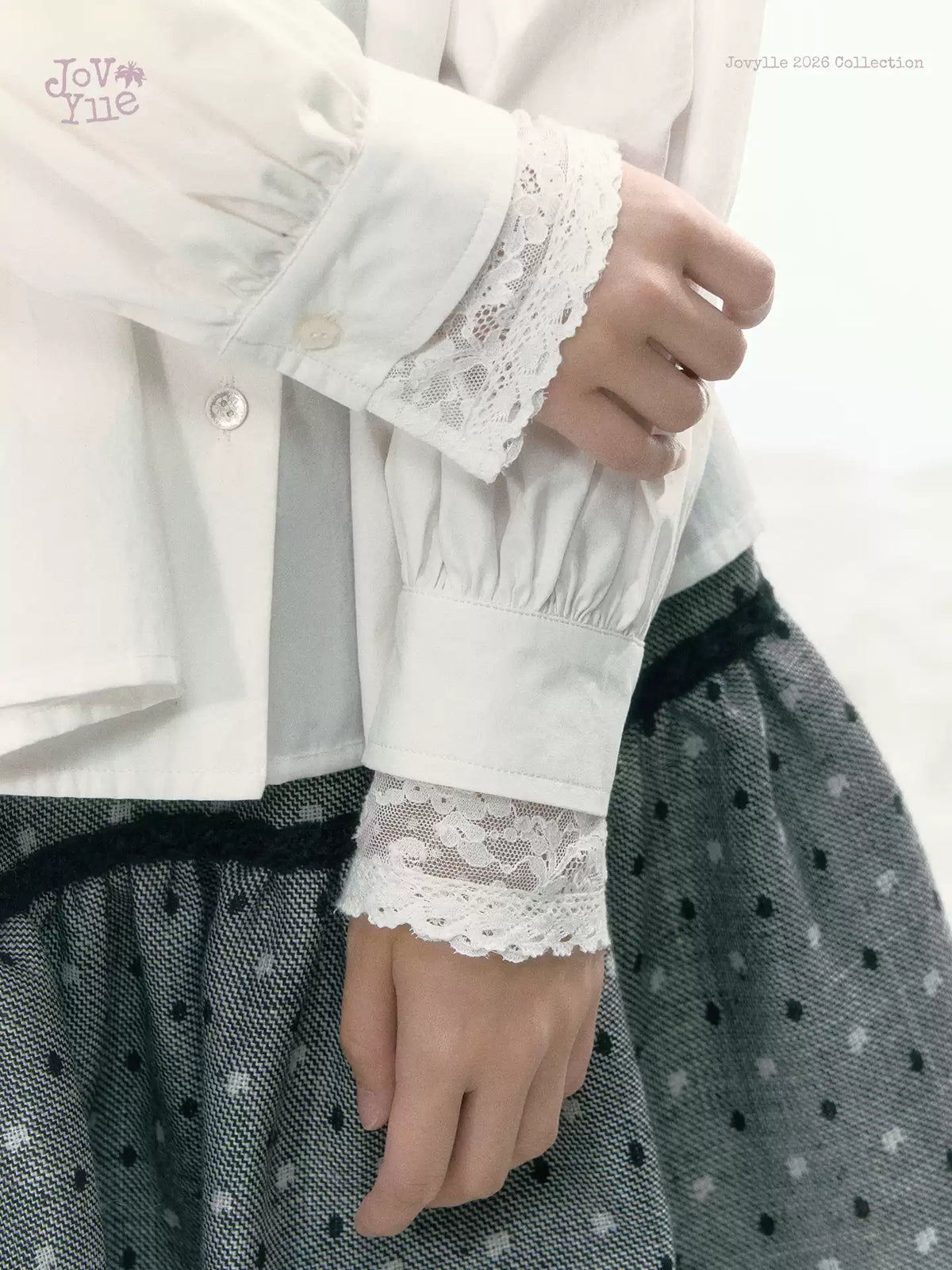 JOVYLLE - White Double-Layer Peter Pan Collar Statement Shirt