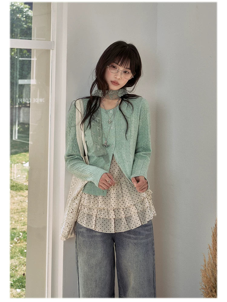 "Clover Breeze" Mint Green Knit Cardigan Collection